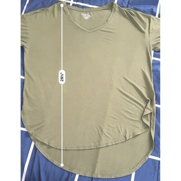 Time and Tru Olive Green Curved Hem Tee Size M - Picture 4 of 7